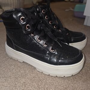 Black Sequin High-Top Sneakers